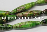 CDE146 15.5 inches 8*30mm rice dyed sea sediment jasper beads