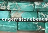 CDE1489 15.5 inches 4*13mm cuboid synthetic sea sediment jasper beads