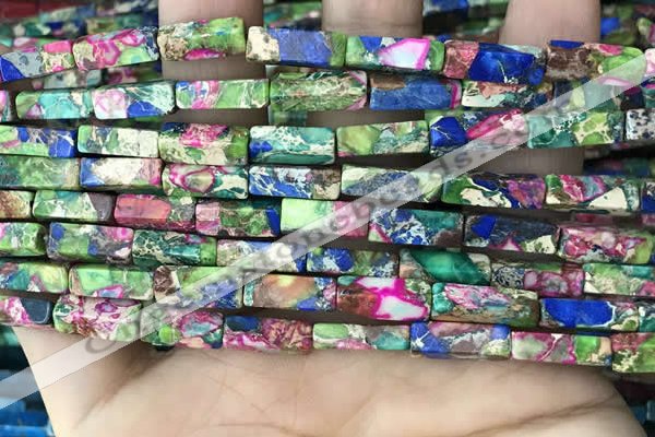 CDE1492 15.5 inches 4*13mm cuboid synthetic sea sediment jasper beads