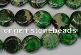 CDE170 15.5 inches 12mm flat round dyed sea sediment jasper beads