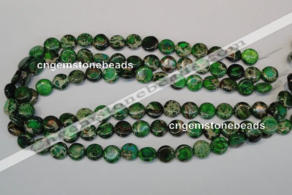 CDE170 15.5 inches 12mm flat round dyed sea sediment jasper beads