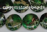 CDE174 15.5 inches 20mm flat round dyed sea sediment jasper beads