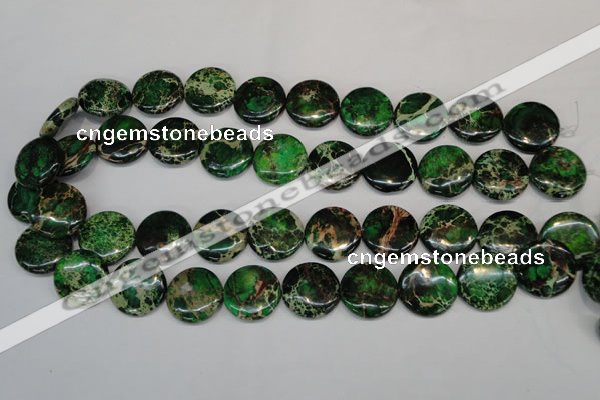 CDE174 15.5 inches 20mm flat round dyed sea sediment jasper beads