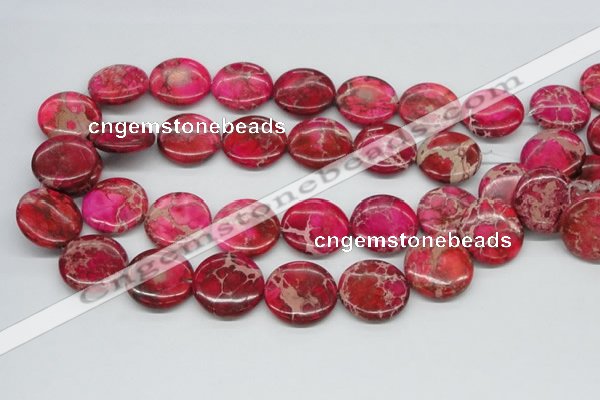 CDE18 15.5 inches 25mm flat round dyed sea sediment jasper beads