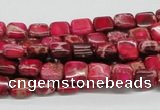 CDE19 15.5 inches 8*8mm square dyed sea sediment jasper beads