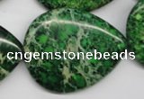 CDE195 15.5 inches 30*40mm flat teardrop dyed sea sediment jasper beads