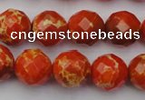 CDE2103 15.5 inches 12mm faceted round dyed sea sediment jasper beads