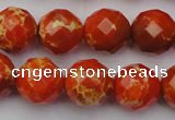 CDE2104 15.5 inches 14mm faceted round dyed sea sediment jasper beads