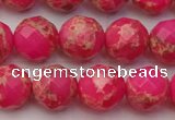 CDE2113 15.5 inches 12mm faceted round dyed sea sediment jasper beads