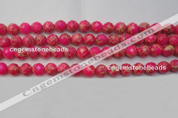 CDE2113 15.5 inches 12mm faceted round dyed sea sediment jasper beads