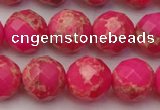 CDE2114 15.5 inches 14mm faceted round dyed sea sediment jasper beads