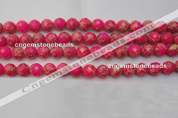 CDE2114 15.5 inches 14mm faceted round dyed sea sediment jasper beads