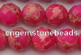 CDE2115 15.5 inches 16mm faceted round dyed sea sediment jasper beads