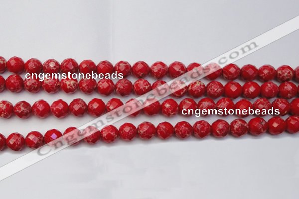 CDE2122 15.5 inches 10mm faceted round dyed sea sediment jasper beads