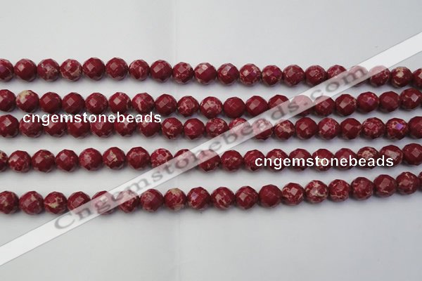 CDE2131 15.5 inches 8mm faceted round dyed sea sediment jasper beads