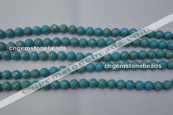 CDE2151 15.5 inches 8mm faceted round dyed sea sediment jasper beads