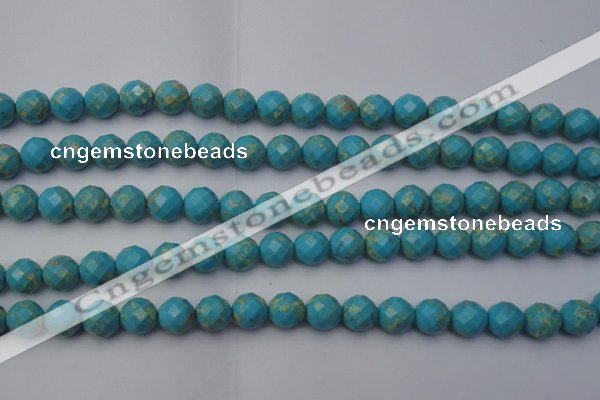 CDE2153 15.5 inches 12mm faceted round dyed sea sediment jasper beads