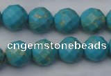 CDE2154 15.5 inches 14mm faceted round dyed sea sediment jasper beads