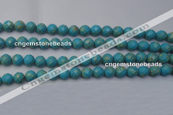 CDE2155 15.5 inches 16mm faceted round dyed sea sediment jasper beads