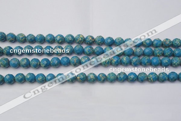 CDE2161 15.5 inches 8mm faceted round dyed sea sediment jasper beads