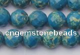 CDE2162 15.5 inches 10mm faceted round dyed sea sediment jasper beads