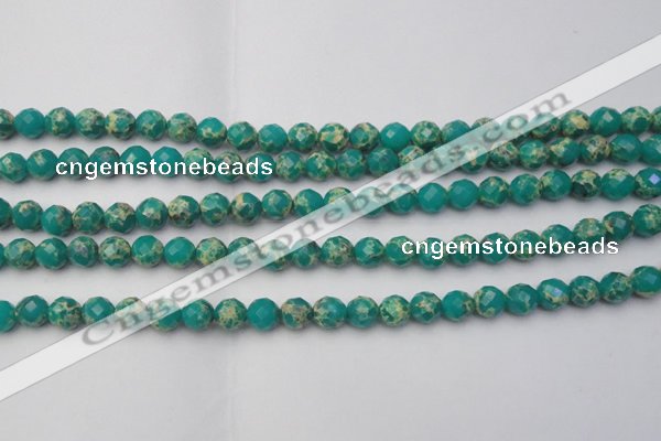 CDE2170 15.5 inches 6mm faceted round dyed sea sediment jasper beads