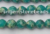 CDE2171 15.5 inches 8mm faceted round dyed sea sediment jasper beads