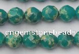 CDE2173 15.5 inches 12mm faceted round dyed sea sediment jasper beads