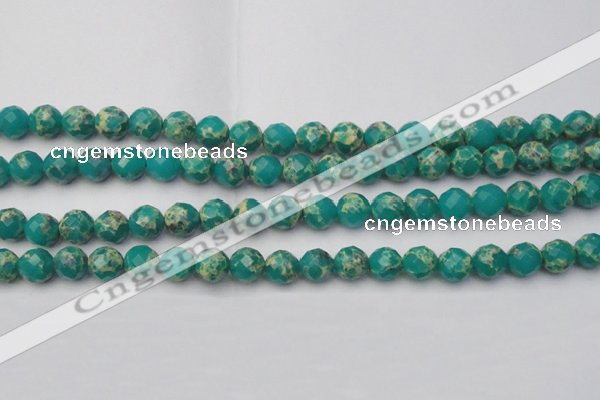 CDE2173 15.5 inches 12mm faceted round dyed sea sediment jasper beads