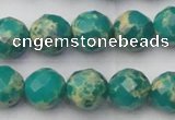 CDE2174 15.5 inches 14mm faceted round dyed sea sediment jasper beads