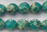 CDE2175 15.5 inches 16mm faceted round dyed sea sediment jasper beads