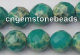 CDE2176 15.5 inches 18mm faceted round dyed sea sediment jasper beads