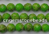 CDE2180 15.5 inches 6mm faceted round dyed sea sediment jasper beads