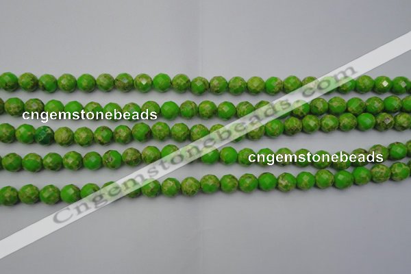 CDE2180 15.5 inches 6mm faceted round dyed sea sediment jasper beads