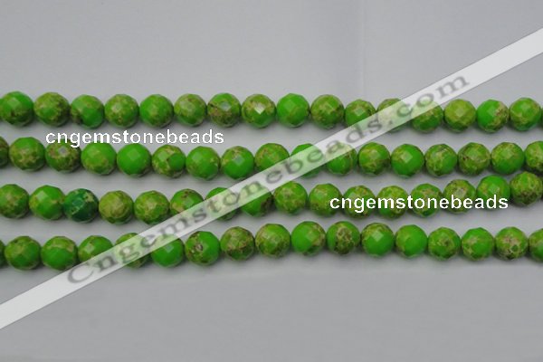 CDE2184 15.5 inches 14mm faceted round dyed sea sediment jasper beads