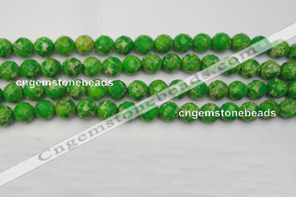 CDE2193 15.5 inches 12mm faceted round dyed sea sediment jasper beads