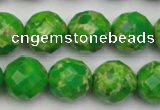 CDE2194 15.5 inches 14mm faceted round dyed sea sediment jasper beads