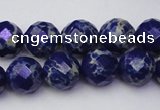 CDE2214 15.5 inches 14mm faceted round dyed sea sediment jasper beads