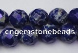 CDE2215 15.5 inches 16mm faceted round dyed sea sediment jasper beads