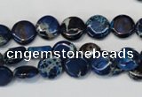 CDE230 15.5 inches 10mm flat round dyed sea sediment jasper beads