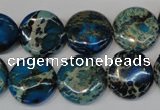 CDE232 15.5 inches 16mm flat round dyed sea sediment jasper beads