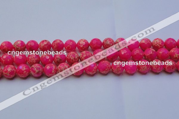 CDE2507 15.5 inches 14mm faceted round dyed sea sediment jasper beads