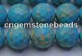 CDE2542 15.5 inches 14mm faceted round dyed sea sediment jasper beads