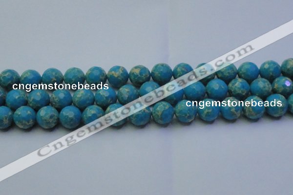 CDE2549 15.5 inches 14mm faceted round dyed sea sediment jasper beads