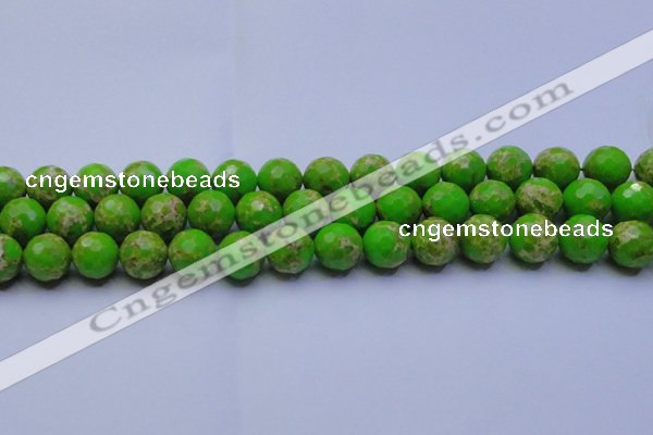 CDE2556 15.5 inches 14mm faceted round dyed sea sediment jasper beads