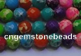 CDE2695 6mm faceted round mixed color sea sediment jasper beads