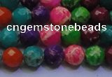 CDE2696 8mm faceted round mixed color sea sediment jasper beads