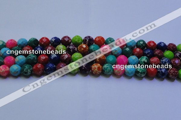 CDE2698 12mm faceted round mixed color sea sediment jasper beads