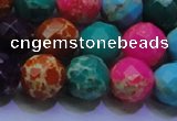 CDE2699 14mm faceted round mixed color sea sediment jasper beads