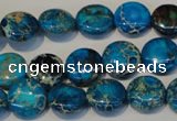 CDE305 15.5 inches 12mm flat round dyed sea sediment jasper beads